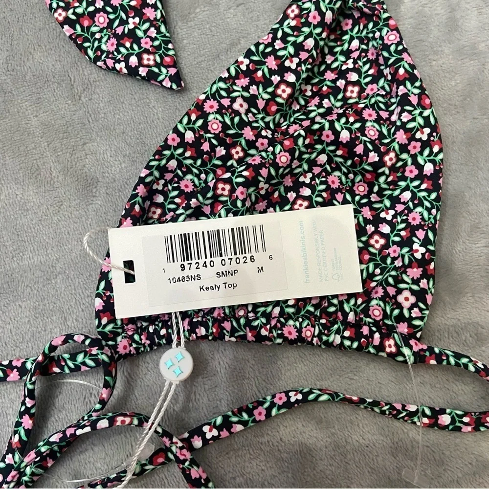 New! Frankie’s Bikinis Kealy triangle bikini top summer nights floral 4655